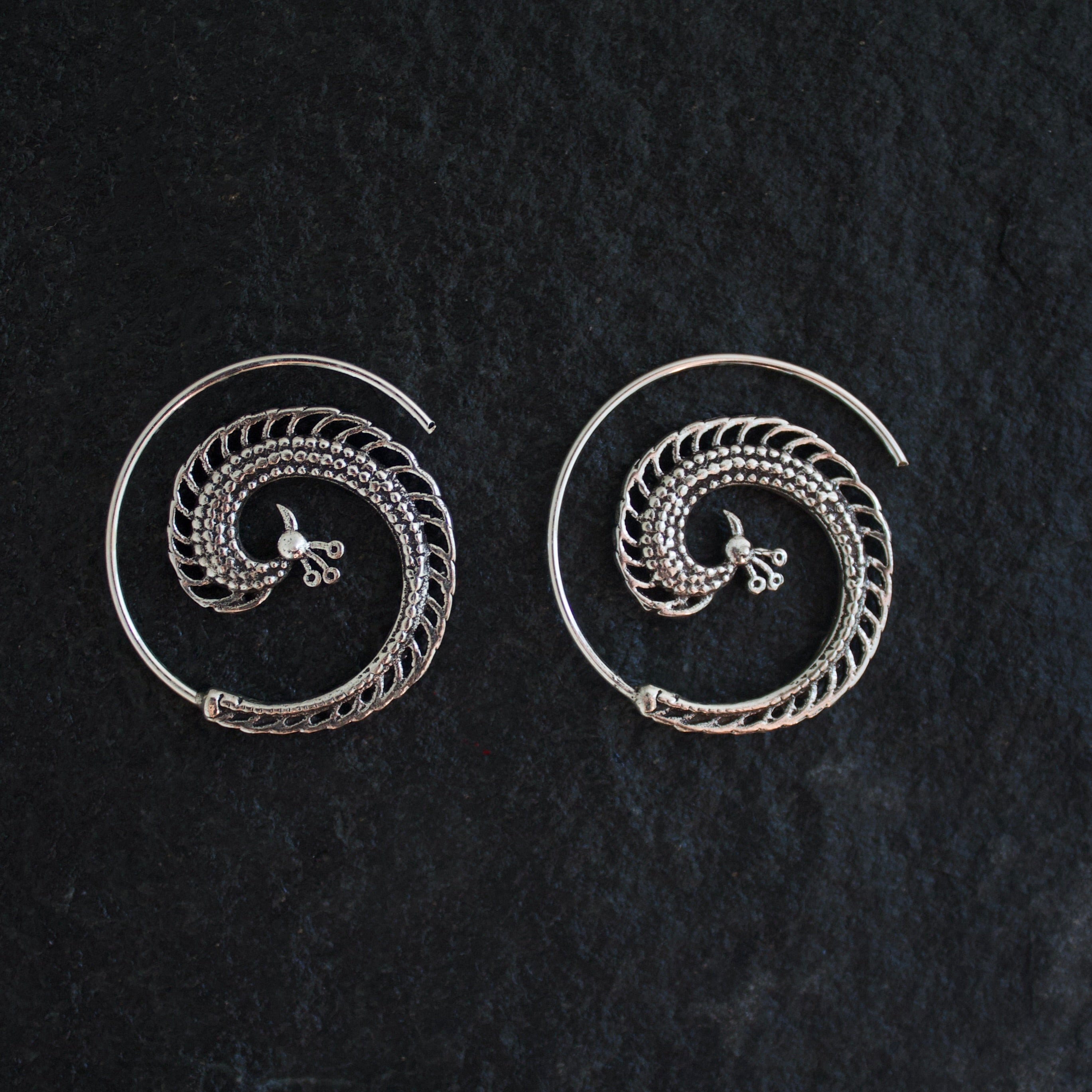 Peacock Spiral Earrings
